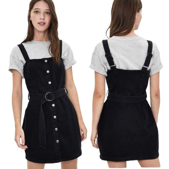 black denim belted dress